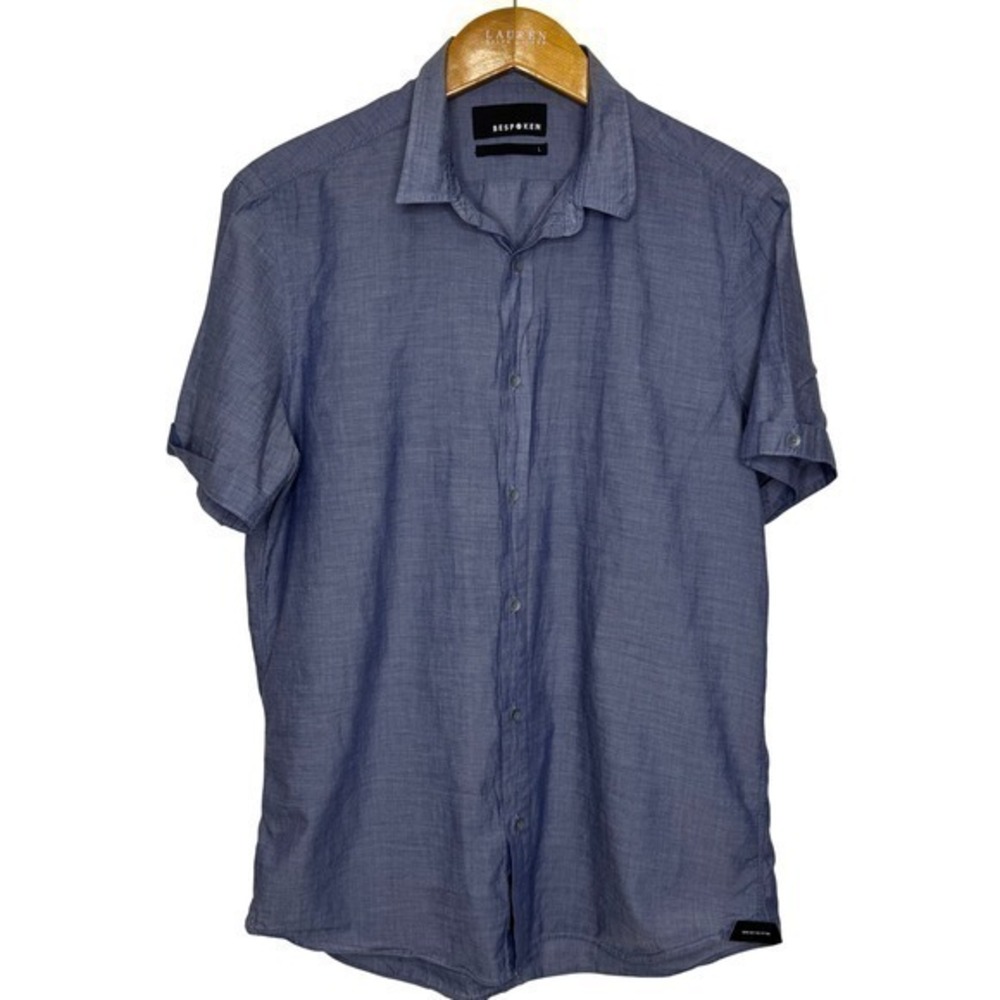 Bespoken Short Sleeve Button Front Shirt Mens Large‎ Blue